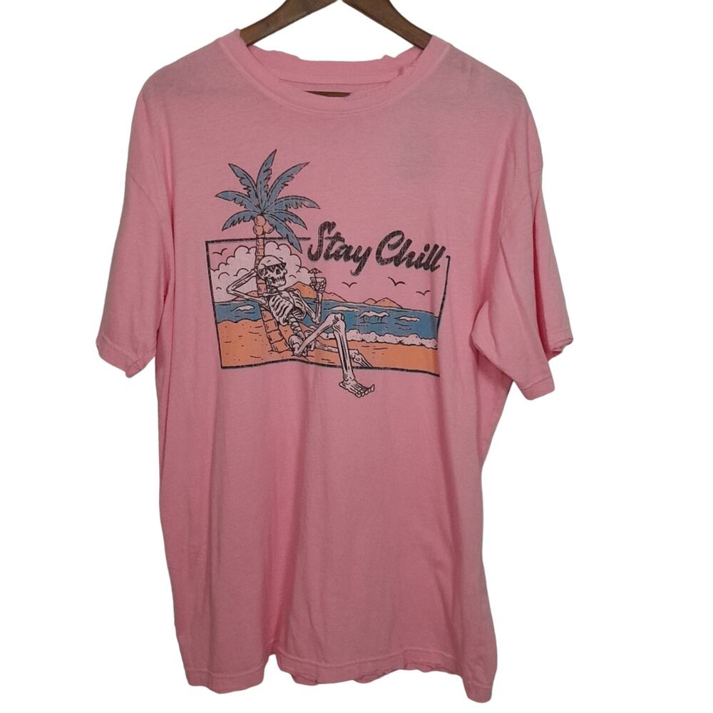 American Highway‎ T-shirt XL Pink NWT Unisex Distressed Y2KStyle Skull Cute Goth